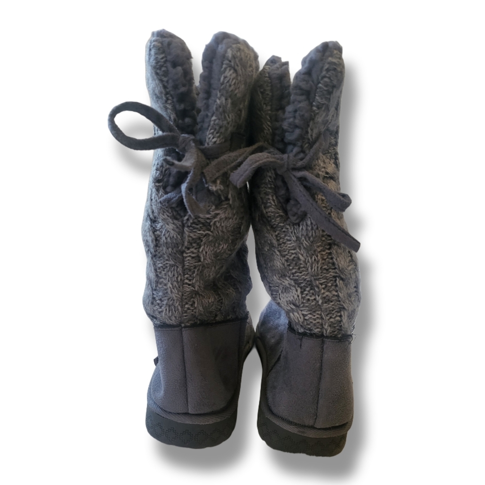 🌿Muk Luks Women's Size 9 Gray Sweater Cable Knit Fold Over Boots - Picture 9 of 13